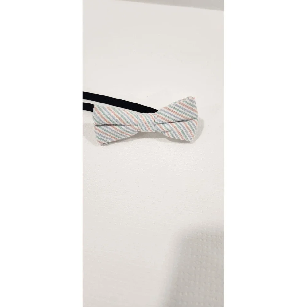 Stylish Boy‎ Bow Tie Blue/Peach/White/Green Stripes Adjustable Easter/Wedding